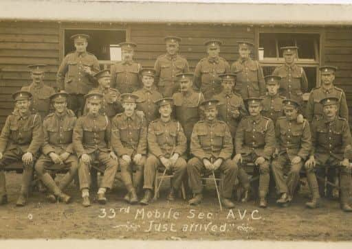 Alfred George Wilson, fourth from right on the front row, during the First World War