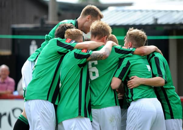 Hill's first goal celebration. Burgess Hill Town Football Club v Merstham ENGSUS00120131108224159