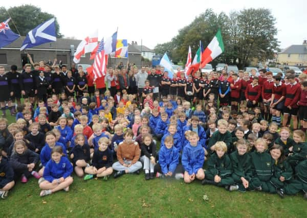 Schools taking part in the rugby session in Bognor  Picture by Kate Shemilt  C140960-2