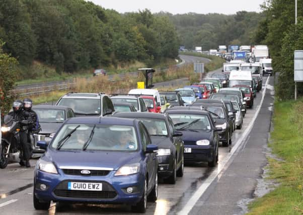 Tailbacks at the Crossbush Junction near Arundel  PHOTO: Eddie Mitchell