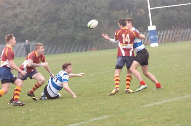 Action from Hastings & Bexhill Rugby Club's 56-8 defeat at home to Dartfordians last weekend. Picture by Simon Newstead (SUS-141124-094036002)