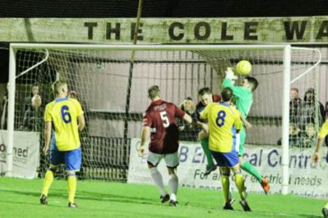 Action from last week's meeting between Hastings United and Burgess Hill Town in the Parafix Sussex Senior Challenge Cup. Picture courtesy Joe Knight