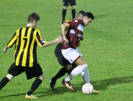 Action from Hastings United's 3-1 victory away to East Grinstead Town in October's reverse fixture. Picture courtesy Joe Knight