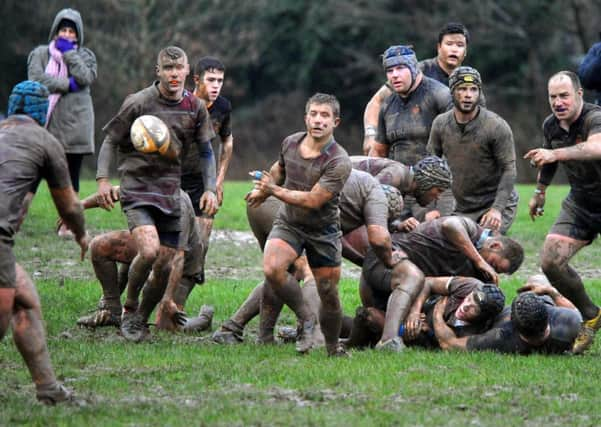 Burgess Hill (in black) v Crawley. Pic Steve Robards SUS-150501-131658001