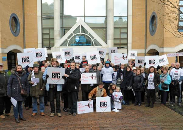 JPCT 190115 S15031180x protesters outside WSCC meeting on Gatwick Airport County Hall North. Horsham -photo by Steve Cobb SUS-150119-121812001