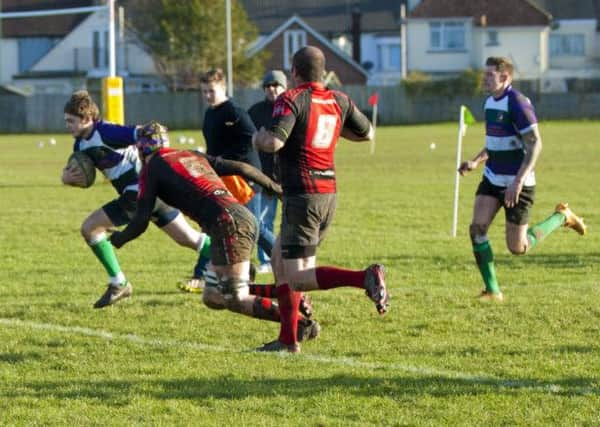 Mitch Brock scores for Bognor against Fareham   Picture by Tommy McMillan