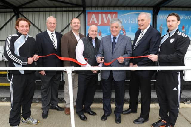 JPCT-26-11-11 S11480338a   Loxwood FC. Plaistow Rd Loxwood. David Bernstien, the chairman of the Football Association, is officially opening the club's new 100 seater stand  -photo by steve cobb ENGSNL00120111128122629