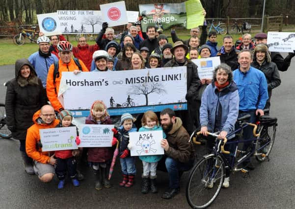 JPCT 280215 S15080524x Cyclists campaign for proper cycle link between Horsham and Crawley -photo by Steve Cobb SUS-150228-131223001