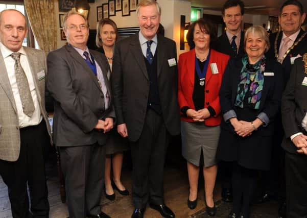 JPCT 270215 S15080404x Hall and Woodhouse Community Chest Awards 2015 launch Hornbrook Pub, Horsham. Mark Woodhouse with guests -photo by Steve Cobb SUS-150227-122844001 SUS-150227-122844001