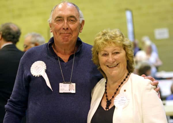 HOR060411 Local elections count at Christ's Hospital. George Cockman and Sheila Matthews. photo by derek martin ENGSNL00120110605175808