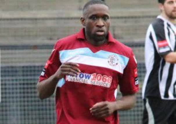 Olalekan Bankole scored the all-important goal as Hastings United beat Herne Bay 1-0 this afternoon. Picture courtesy Joe Knight