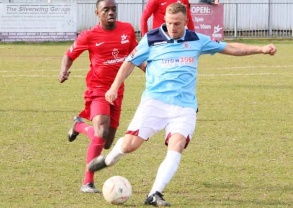 Sam Adams struck twice as Hastings United came from behind to win 2-1 at home to Faversham Town. Picture courtesy Joe Knight