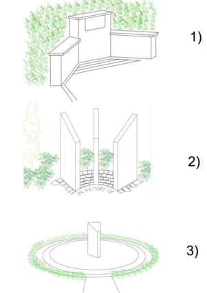 The three alternative designs for a commemorative stone marking the centenary of the start of the First World War, which will be set up on the Kingley Gate estate at Littlehampton