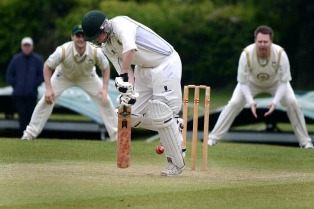 Three Bridges v Burgess Hill (Tom Trowbridge batting) Cricket. 02-05-15.Pic Steve Robards SUS-150205-213420001