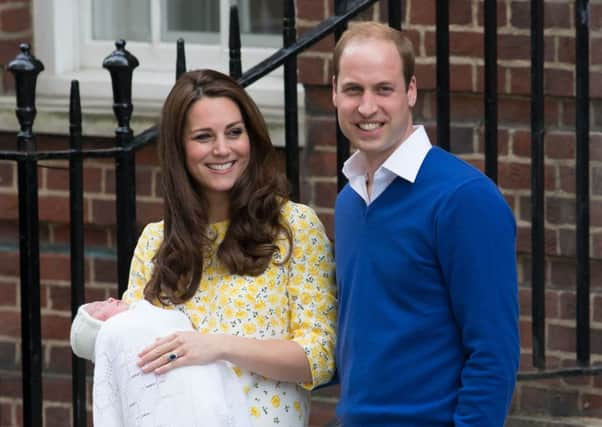 The Duke and Duchess of Cambridge outside the Lindo Wing of St Mary's Hospital in London, with their newborn daughter The Princess of Cambridge. Photo: Daniel Leal-Olivas/PA Wire