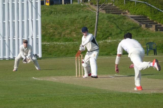 Alfie Lloyd-Dyke batting for Hastings Priory against Blackheath in the ECB National Club Championship on Sunday. Picture by Simon Newstead (SUS-150513-155859002)