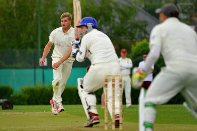 Steyning (batting) v Chichester. James Chriss bowls to Gary Hunt  SR1511053. Pic Steve Robards SUS-150526-120810001