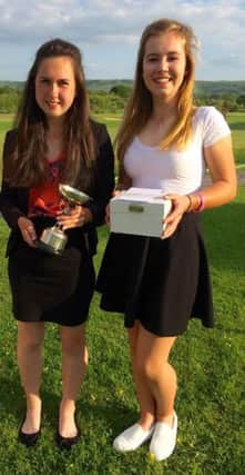 County girls' champion Penny Brown (left) and Anya Olsen girls' handicap winner