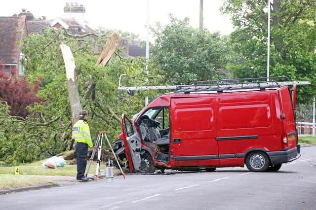 The scene after the crash on Saturday morning