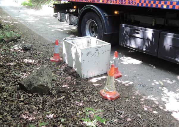 The safe about to be taken away from Colwood Lane, Bolney