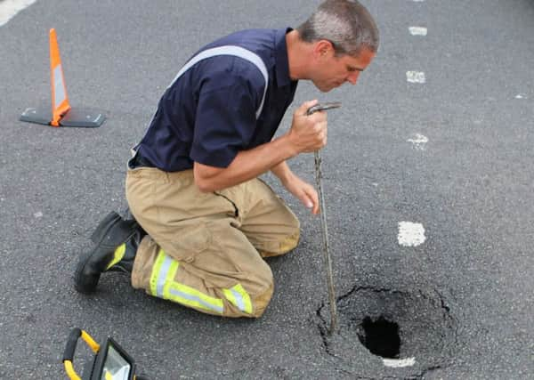 Sinkhole in South Street, Tarring, in Worthing