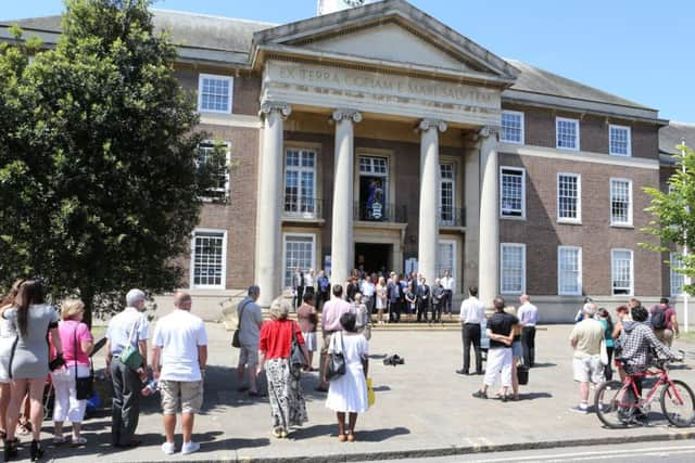 One minute silence outside Worhting Town Hall   PHOTO: Eddie Mitchell SUS-150307-125029001