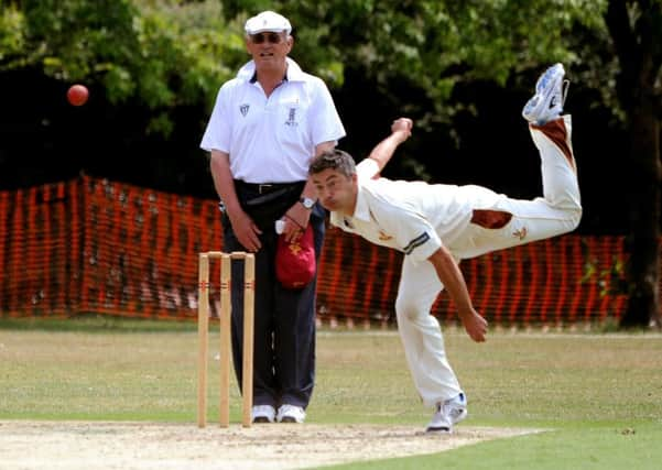 Burgess Hill (batting) v Steyning. Andy Isaacs bowling. Pic Steve Robards SR1516173 SUS-150713-155155001