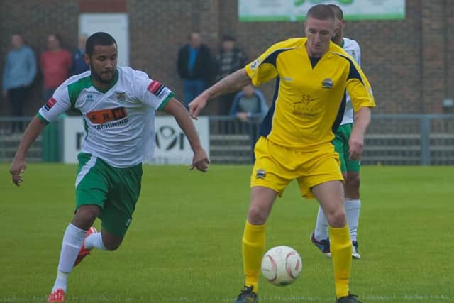 Jake Thomson on the ball in the Rocks' first friendly, against Gosport / Picture by Tommy McMillan