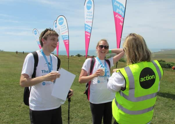 Katie Orchin and Joe MacAllister, in the white, pictured with one of the plod helpers SUS-150728-143218001