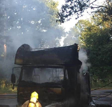 Horsebox fire near Wisborough Green. Photo by Lynn Whiteside