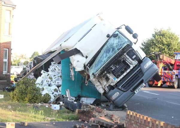 The lorry crash on the A259 Bognor Road, Chichester PICTURE BY EDDIE MITCHELL SUS-150729-073300001