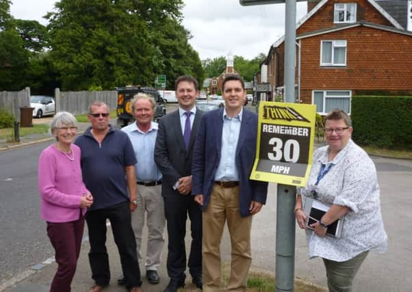 From left to right Cllr Sue Prochak (Rother District Council) Cllr Ian Peacock (Hurst Green Parish Council), Cllr Graham Browne (Rother District Council and chairman of Hurst Green Parish Council), Dan Cavaliere (Balfour Beatty Mott Macdonald) Huw Merriman MP, Felicity Drewett (Highways England)