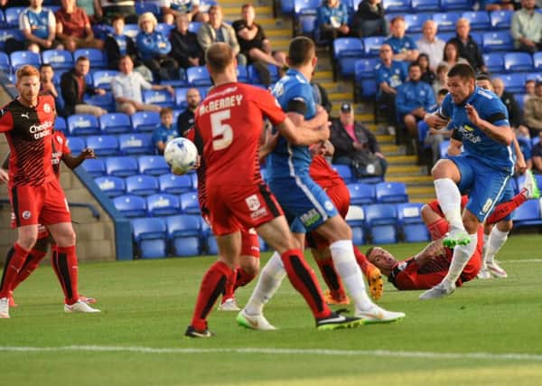 Action from The Posh vs Crawley at the ABAX Stadium this evening