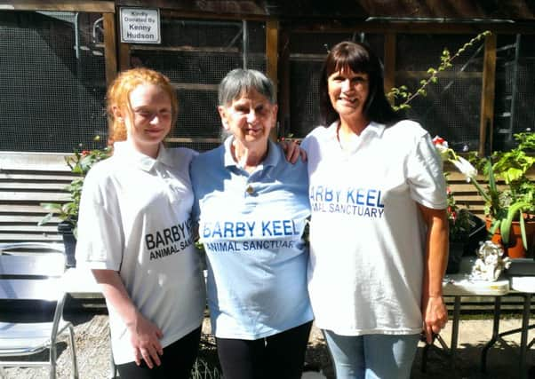 Barby (centre) with 'bestest little friend' Heddi Broekhoven-Morgan and stepdaughter Sharon Peterson