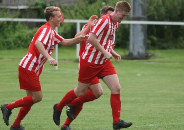 Steyning celebrate Matt Dodds equaliser against Storrington