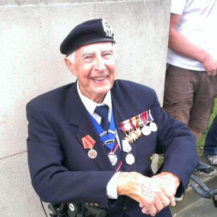 Bob Adams, 92, at VJ-day 70th anniversary in Worthing