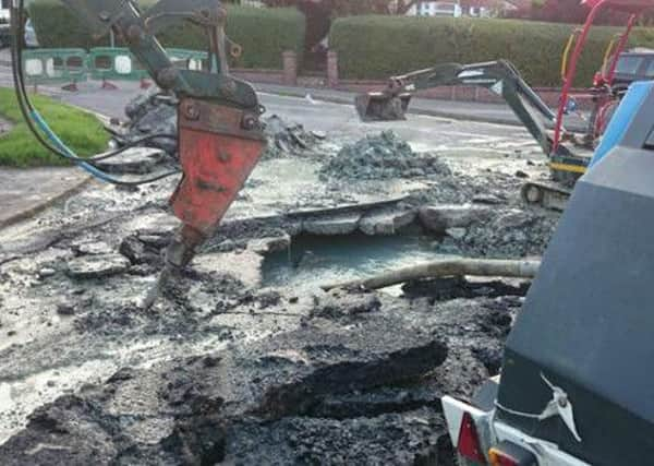 Burst water main in Seddlescombe Road, Hastings. Photo courtesy of Southern Water