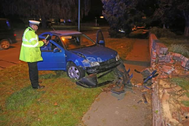 Police at the scene of the crash