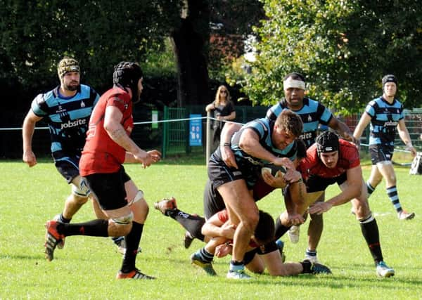 Chichester's Chris Johnson takes the ball into contact in their recent win over Colchester / Picture by Kate Shemilt