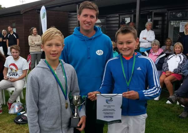 Callum and Ben with coach Alex Bone