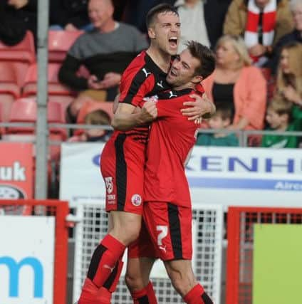 Crawley Town  V Leyton Orient - Crawley's Mitch Hancox scores their second goal (Pic by Jon & Joe Rigby) SUS-151210-102430008