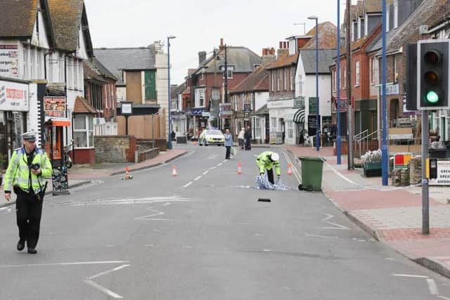 The scene of a collision involving a mobility scooter and a lorry in Selsey High Street PICTURE BY EDDIE MITCHELL SUS-151015-133853001