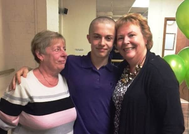 Charlie Green with his nan Nina Greene and auntie Cheryl Boyle