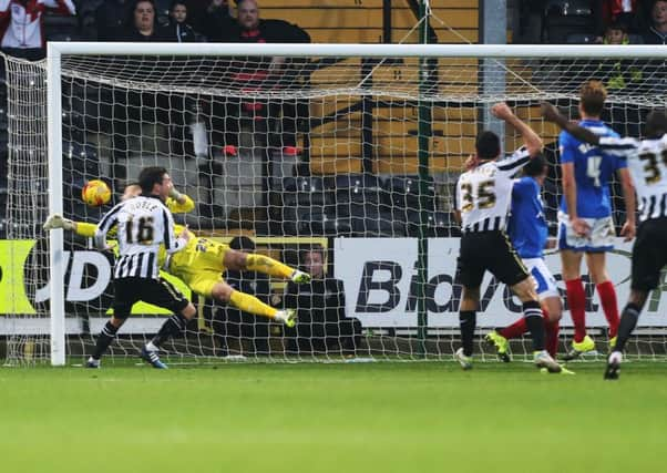 Alan Sheehan scores Notts County's winner Picture: Joe Pepler