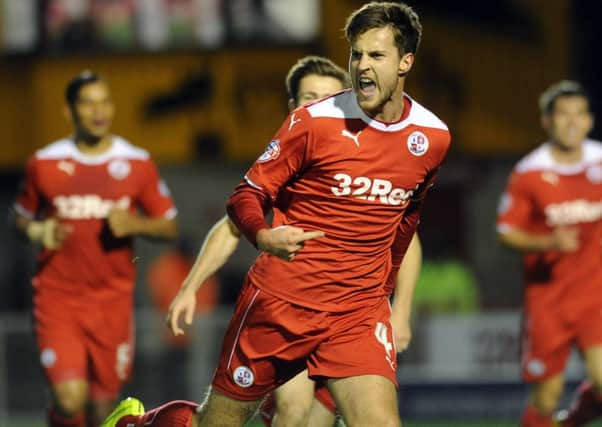 Crawley Town V Walsall 21-10-14. Conor Henderson celebrates his goal (Pic by Jon Rigby) PPP-141022-105705004