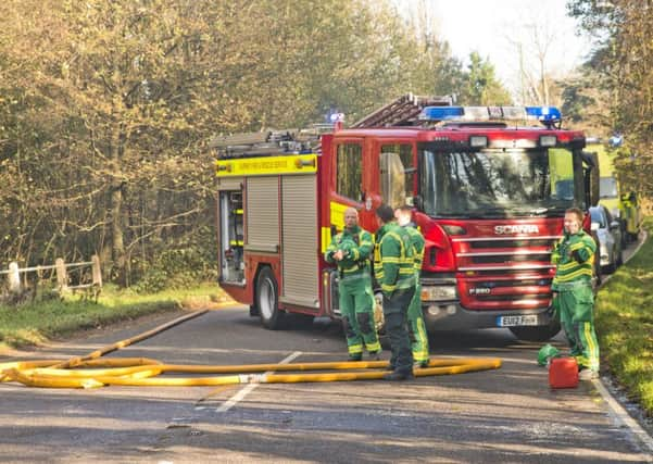 Emergency services outside the fire in Copthorne Road