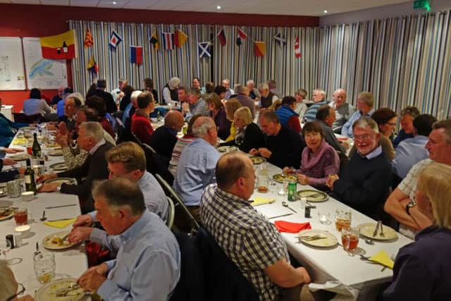 Dell Quay Sailing Club members enjoying their meal Picture: Sue Nash