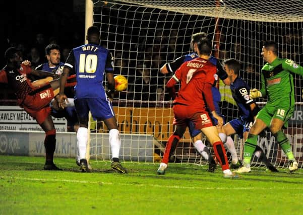 Crawley FC v Stevenage FC. goal 2-1. Pic Steve Robards  SR1529460 SUS-151226-171146001