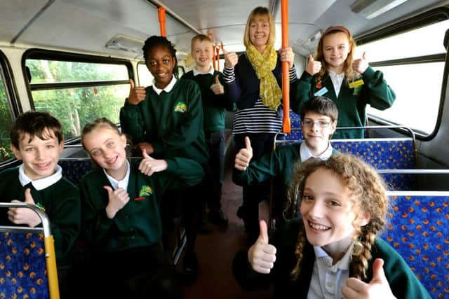 Holmbush Primary Academy now has a bus in the playground which is going to be used as an outdoor classroom/learning environment. Pic Steve Robards   SR1601344 SUS-160113-180551001