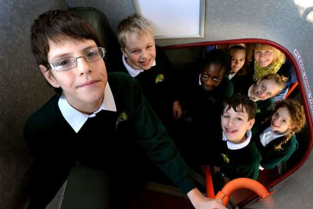 Holmbush Primary Academy now has a bus in the playground which is going to be used as an outdoor classroom/learning environment. Pic Steve Robards   SR1601359 SUS-160113-181305001